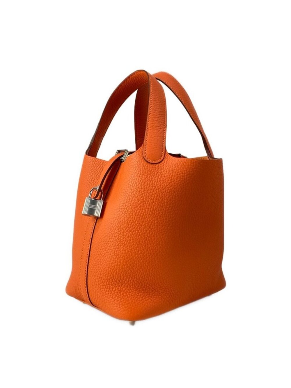 Hermes Handbag Picotin Lock PM Orange Minian Silver